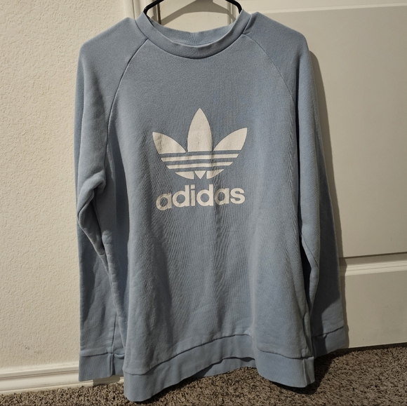 Adidas Originals Trefoil Logo Crewneck Sweatshirt – Light Blue – Size L - Picture 1 of 4